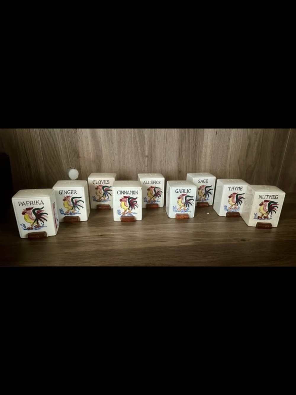 Vintage Ceramic Spice Canister Set with Rooster Design - Cream